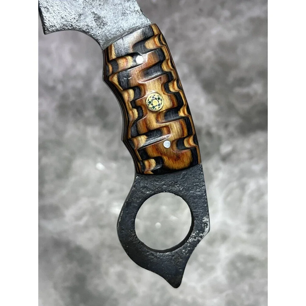 Custom Hand Made Carbon Steel Karambit Knife with Sheath #1797